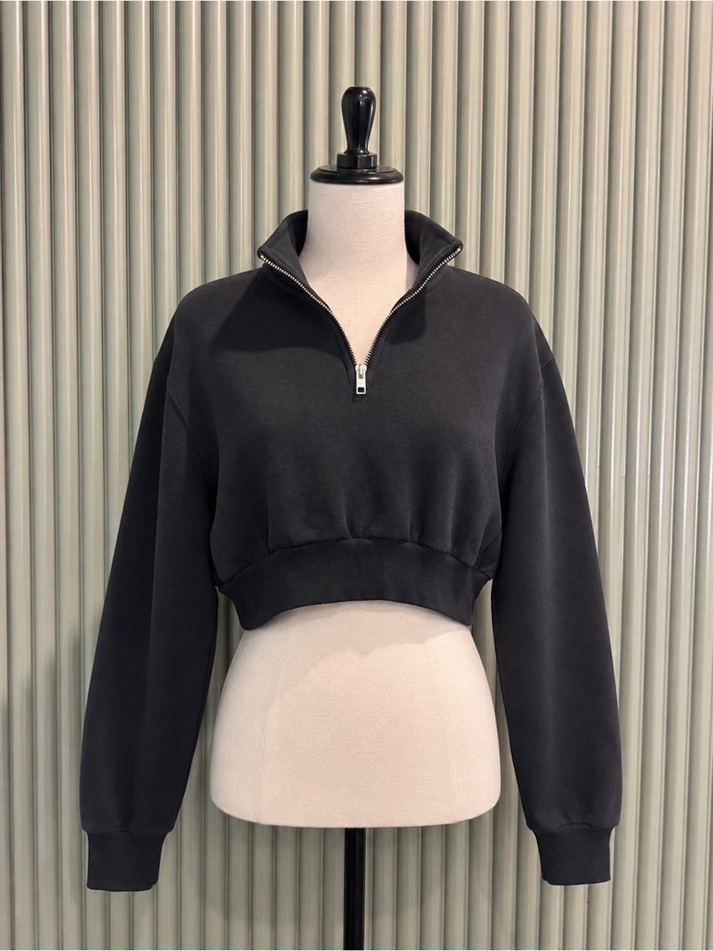 TNA Black Cropped Half-Zip Pullover
